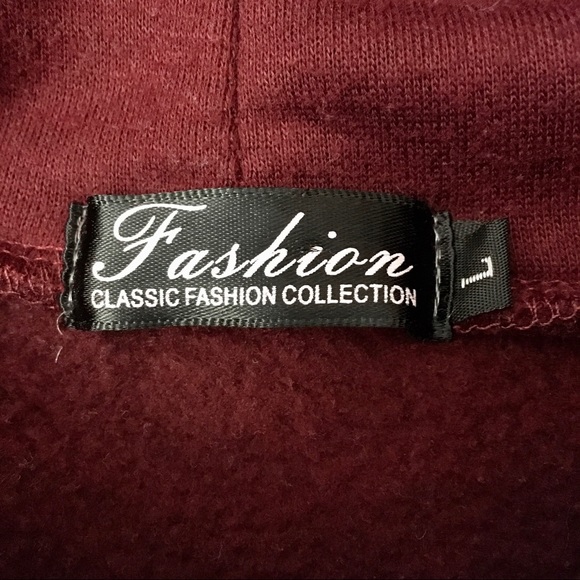 FASHION Fleece Lined Red Blue Gray Colourblock Hoodie Sweatshirt - Picture 5 of 6